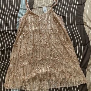 Gold Fringe Mini Dress